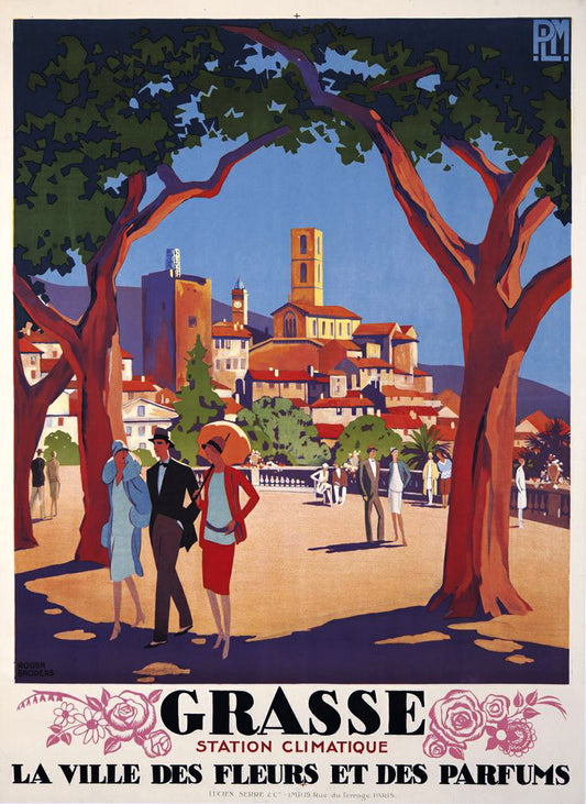 Vintage Grasse Tourism Poster by Roger Broders: A 1930s Art Deco Celebration of France’s Perfume Capital – 'La Ville des Fleurs et des Parfums