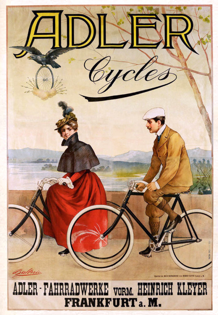 Adler Cycles Vintage Poster Reproduction – Early 1900s Bicycle Advertisement from Adler Fahrradwerke by Ballier, Frankfurt a.M