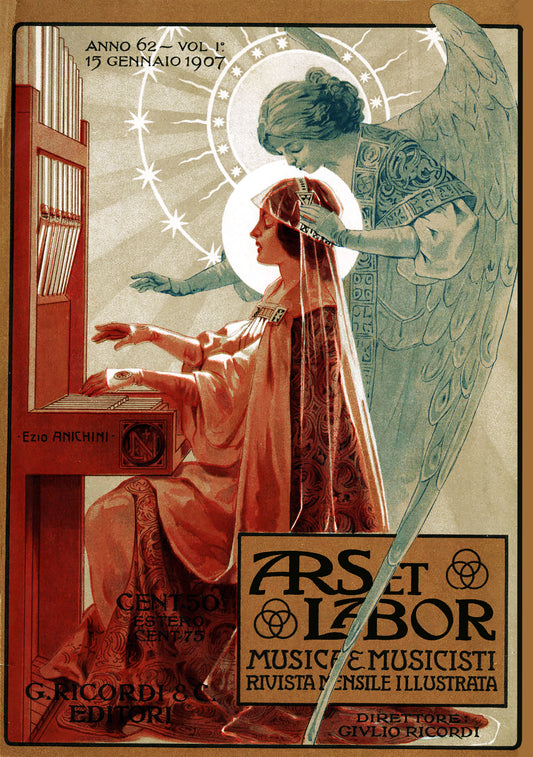 Ars et Labor 1907 Vintage Poster Reproduction: Art Nouveau Masterpiece by Ezio Anichini for Classical Music Lovers