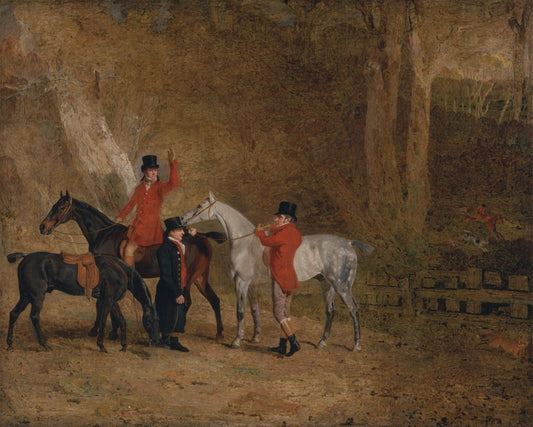 Foxhunting Scene Oil-on-Canvas Reproduction By Benjamin Marshall RE693839