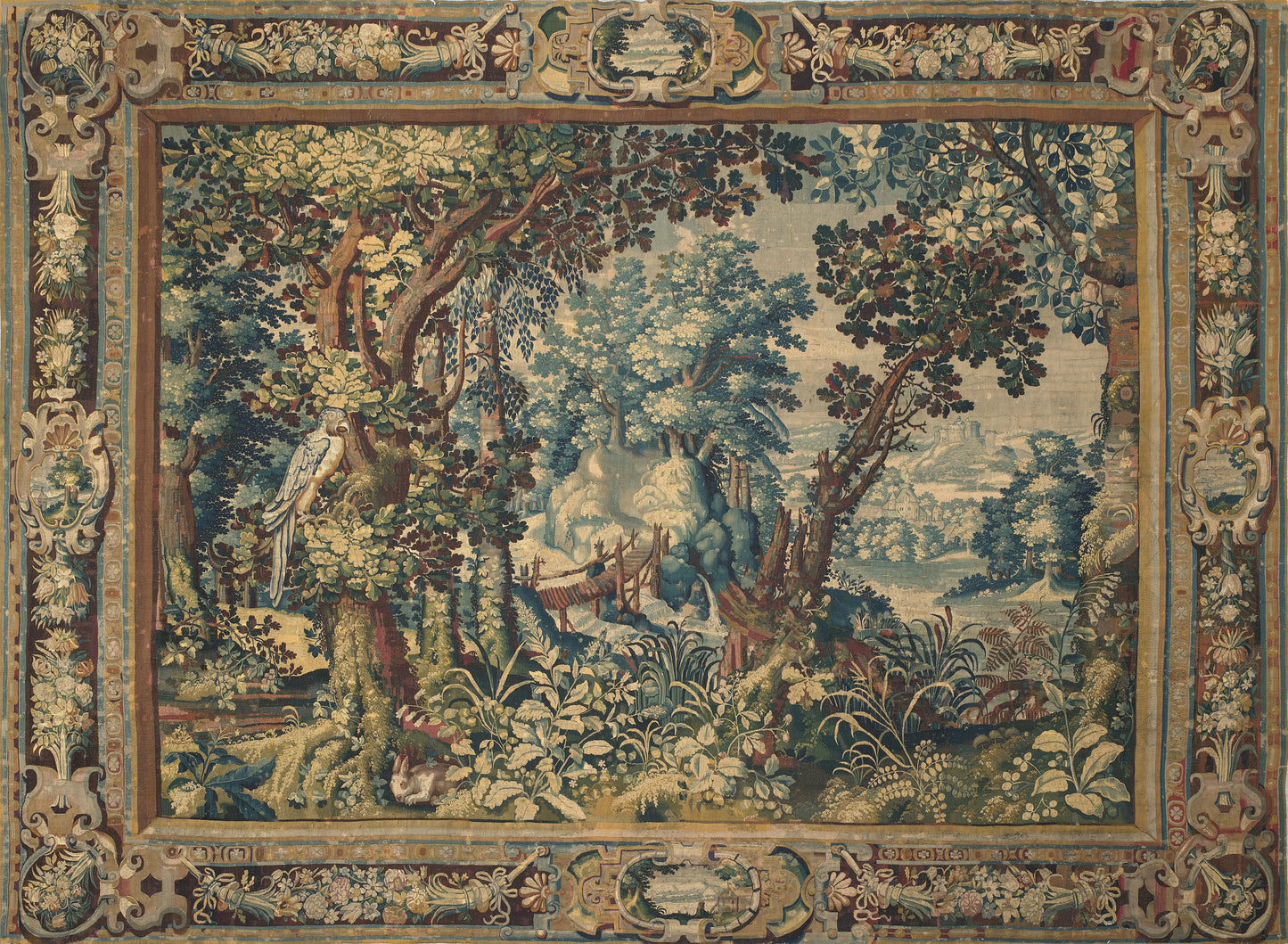 17th-Century Verdure Woodland Tapestry Reproduction – Luxurious Wall Art RE880767