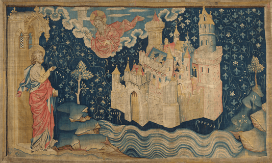 Exquisite Reproduction of the Medieval Apocalypse Tapestry Panel: St. John and the Celestial City from the 14th Century Commission by Louis I, Duke of Anjou RE265299