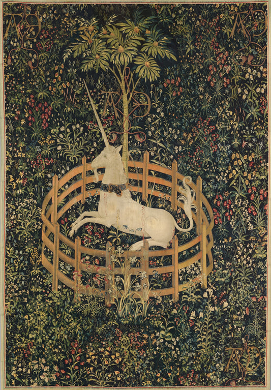 The seven individual hangings known as "The Unicorn Tapestries," are among the most beautiful and complex works of art from the late Middle Ages that survive. Luxuriously woven in fine wool and silk with silver and gilded threads, the tapestries vividly depict scenes associated with a hunt for the elusive, magical unicorn. 