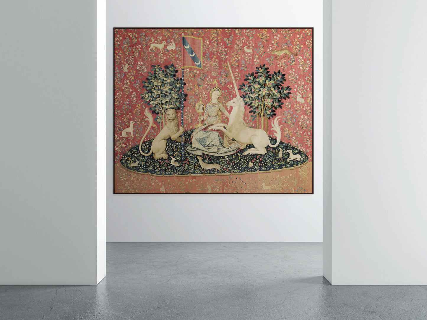 Gorgeous Medieval Tapestry Lady and the Unicorn "Sight" Choice of Woven Tapestry or Fine Fabric Print RE253419