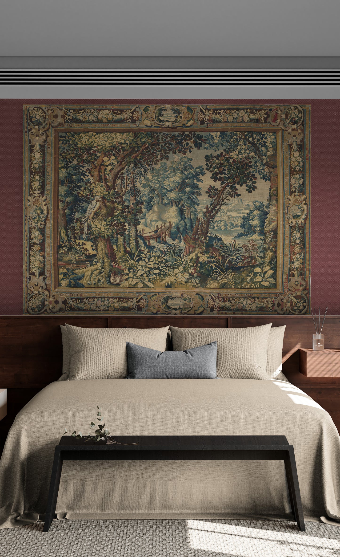 17th-Century Verdure Woodland Tapestry Reproduction – Luxurious Wall Art RE880767