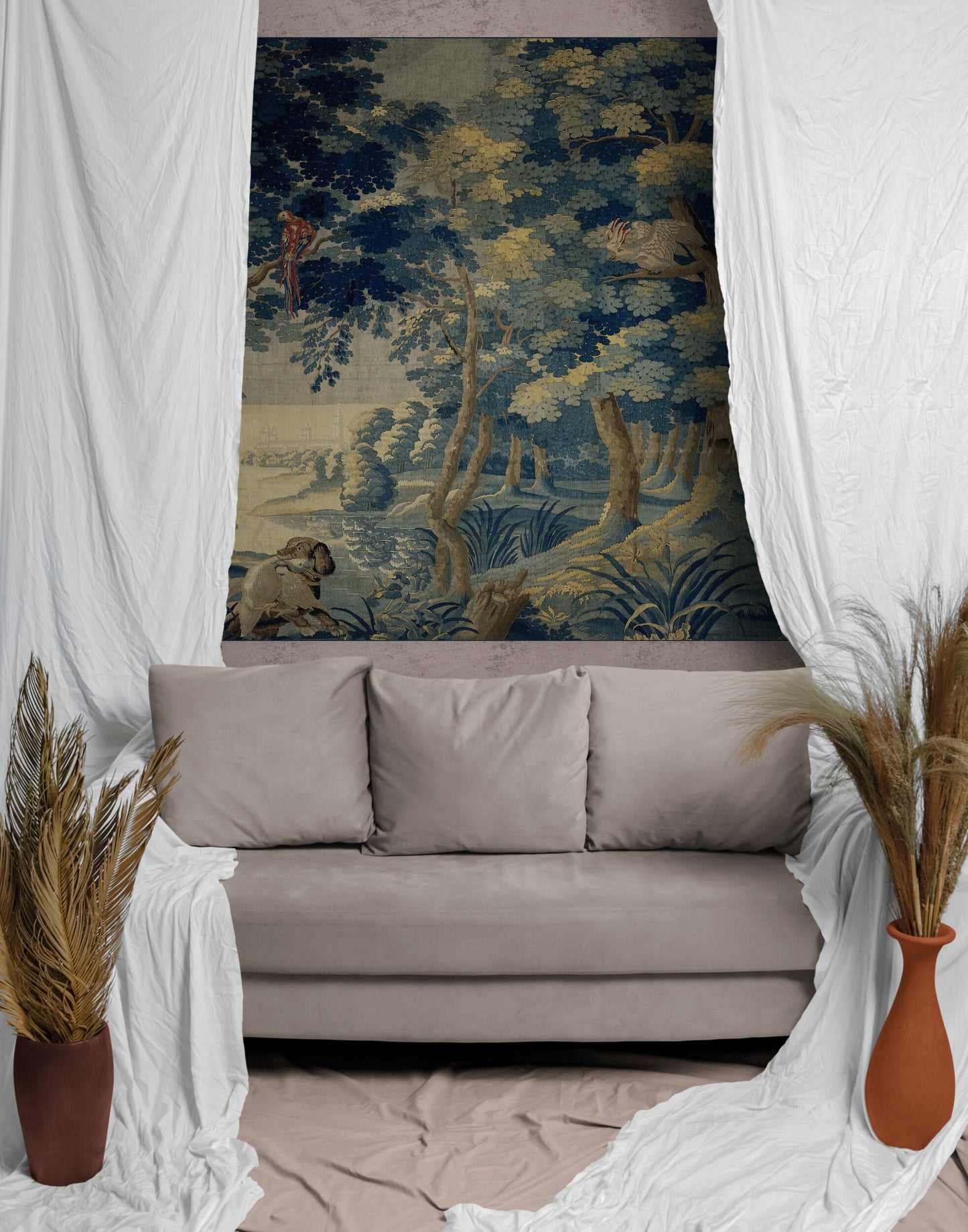 Simply Wonderful Relaxing HUGE Landscape French Verdure Tapestry Woven and Print Option RE975922