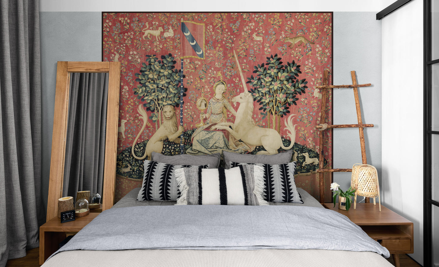 Gorgeous Medieval Tapestry Lady and the Unicorn "Sight" Choice of Woven Tapestry or Fine Fabric Print RE253419