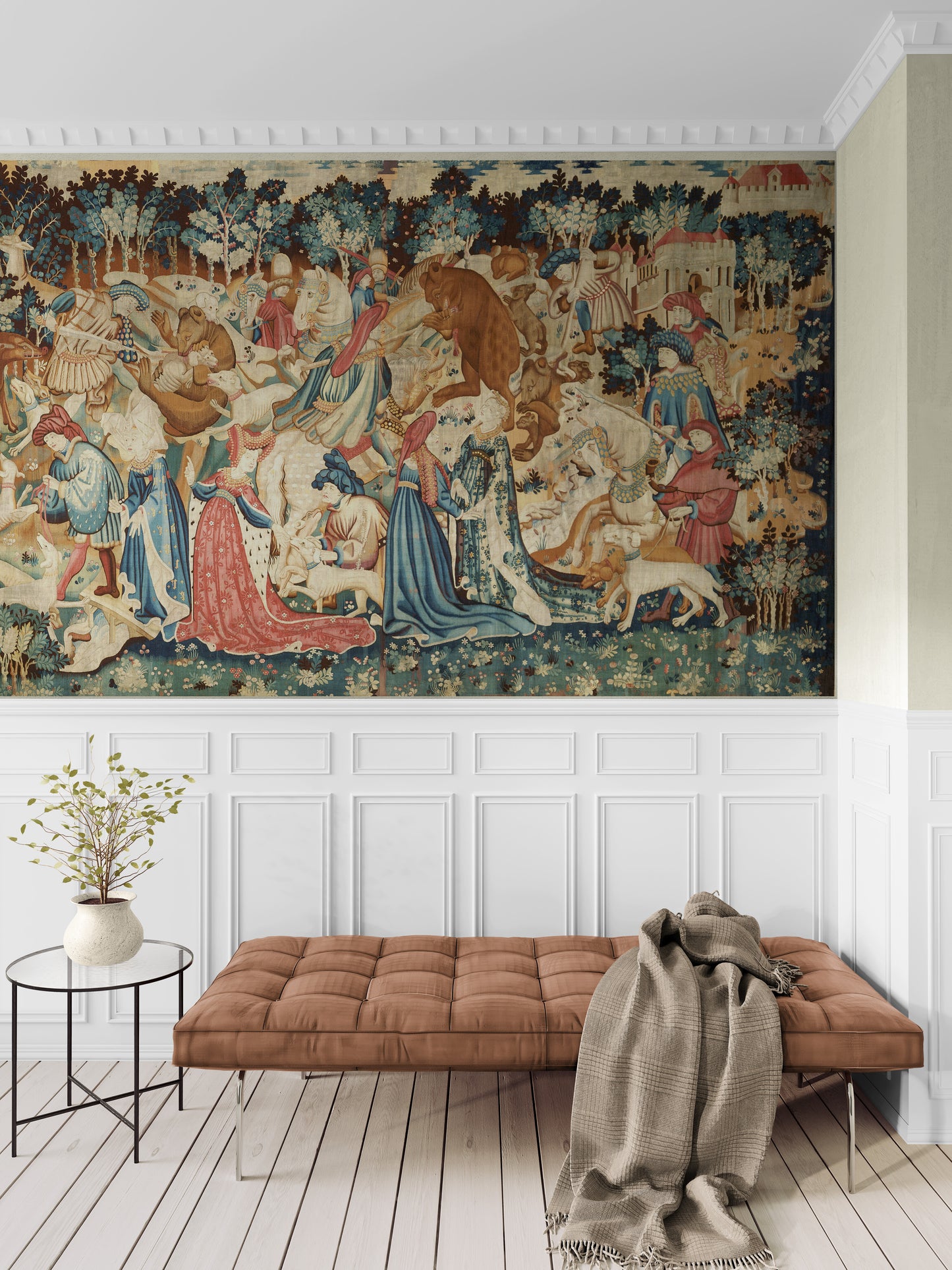 Huge The Boar and Bear Hunt tapestry Reproduction Woven and Fabric Print Option Super Conversational RE978886