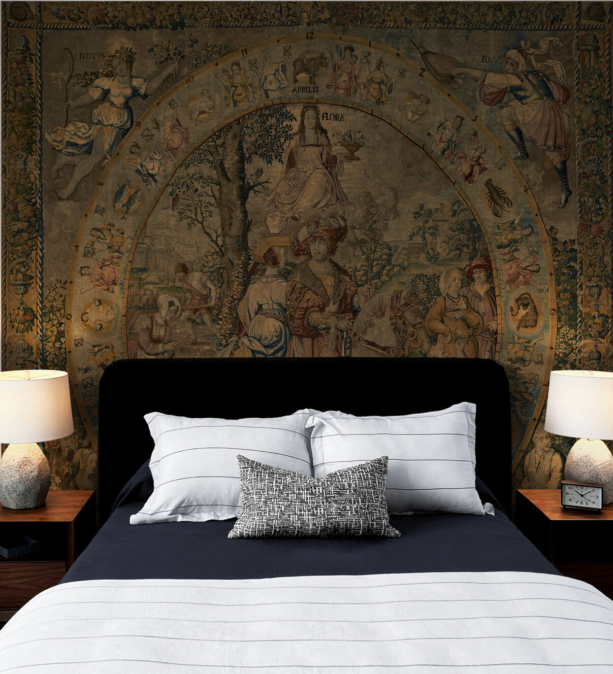 Renaissance ‘Spring’ Tapestry Reproduction – Flora, Zodiac, and Bucolic Elegance Woven Into Timeless Art RE460988