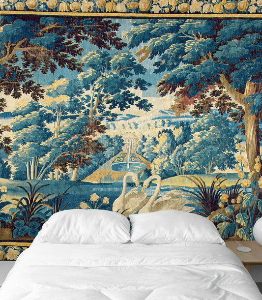 Elegant Swan Garden Tapestry: Perfect for a Romantic Bedroom Refresh and Plant Lover's Paradise RE493731