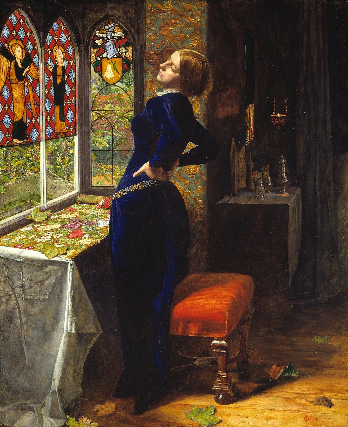 "Mariana,"  Sir John Everett Millais Oil-on-Canvas Reproduction