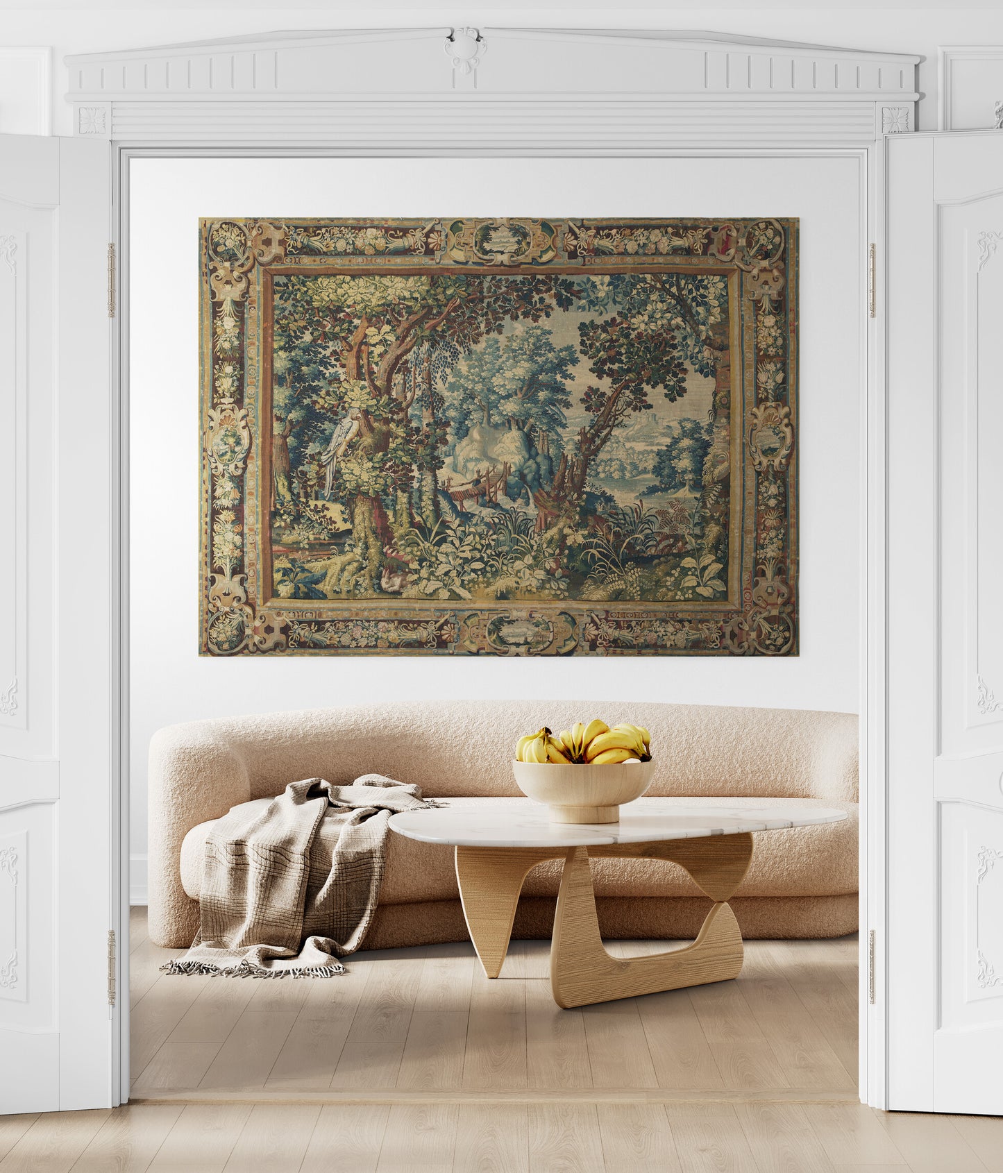 17th-Century Verdure Woodland Tapestry Reproduction – Luxurious Wall Art RE880767