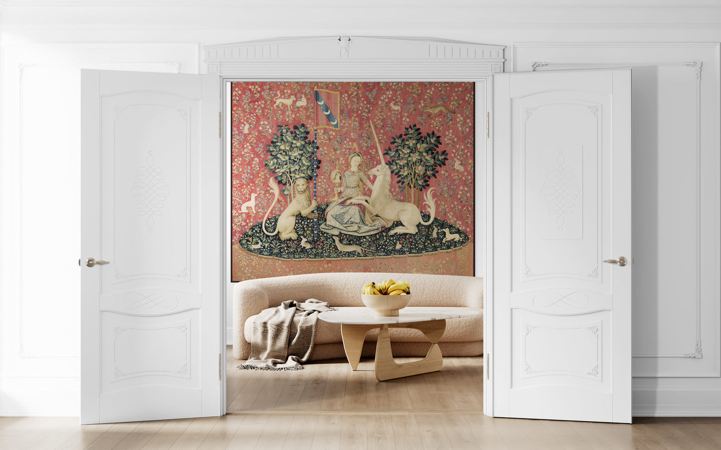 Gorgeous Medieval Tapestry Lady and the Unicorn "Sight" Choice of Woven Tapestry or Fine Fabric Print RE253419