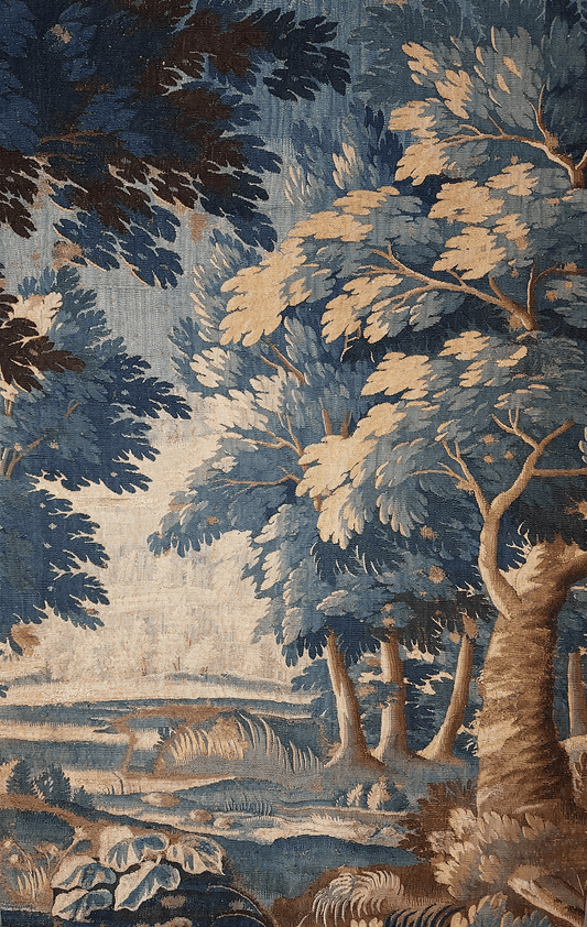 Wonderful 18th Century Blue French Verdure Tapestry Style Reproduction RE612332