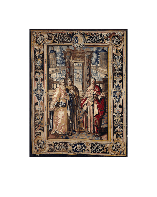 Majestic Renaissance Court Scene Tapestry: An Opulent 17th-Century Flemish Wall Hanging RE088920