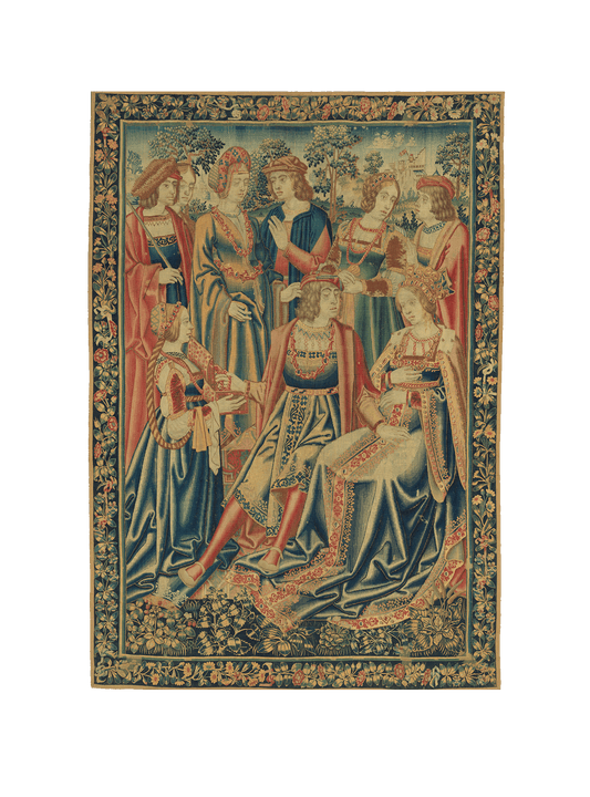 Exquisite 15th-Century Millefleur Tapestry Reproduction - Perfect Medieval Wall Hanging for Elegant Home Décor RE424290