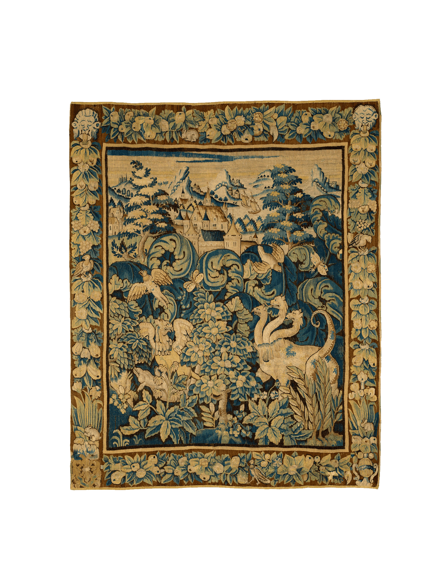 Mythical Creatures in Verdant Landscape: A 16th Century Flemish Tapestry RE635059