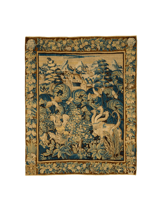 Mythical Creatures in Verdant Landscape: A 16th Century Flemish Tapestry RE635059