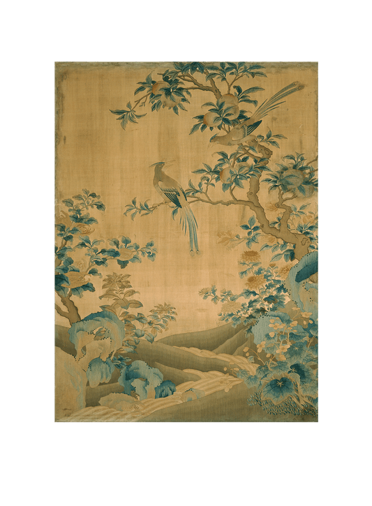 Elegant Chinese-Inspired Bird and Foliage Tapestry Reproduction: A Serene Masterpiece for Your Home Decor RE685776