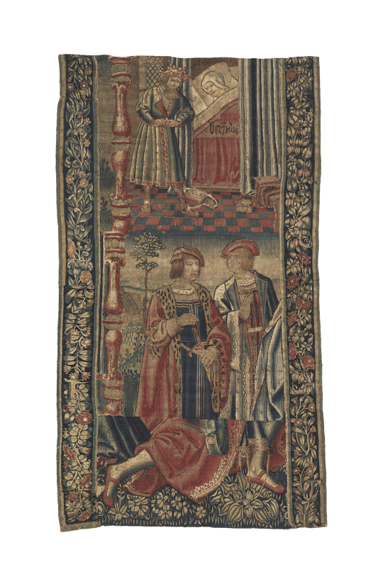 Majesty of the Medieval Court: A Richly Detailed Tapestry Reproduction RE844138