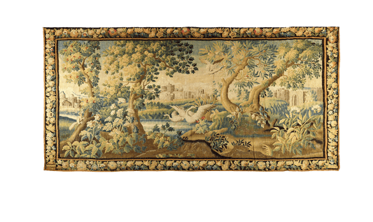 17th Century Verdure Tapestry Reproduction - Elegant Natural Fiber and Vegan Wall Hanging Art RE920678