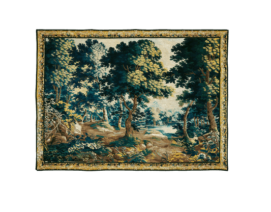 French Verdure Tapestry: A Serene Woodland Scene from the 17th Century RE021366