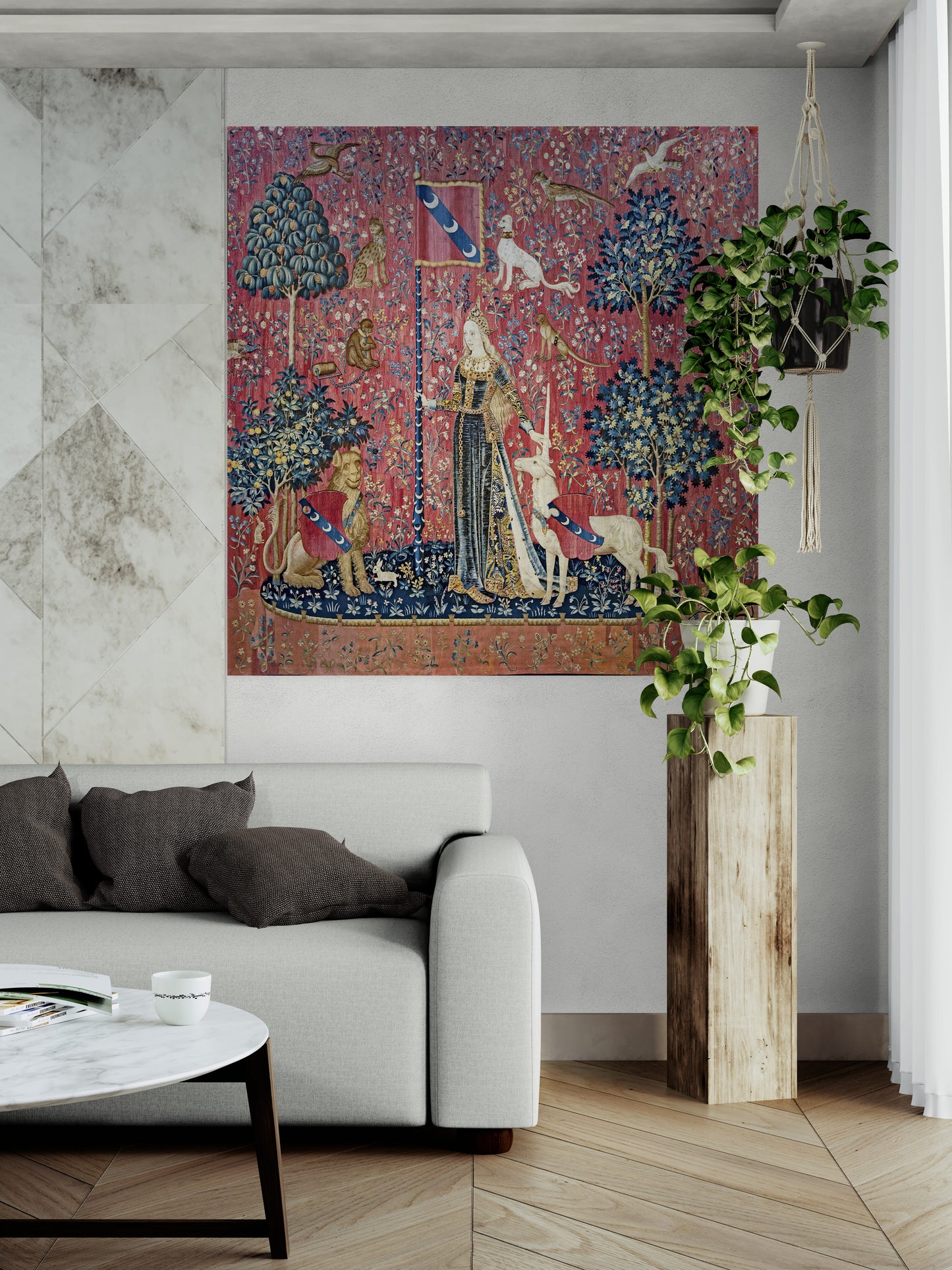 Medieval Tapestry Lady and the Unicorn "Touch" Choice Fabric Print and Woven Tapestry RE893110