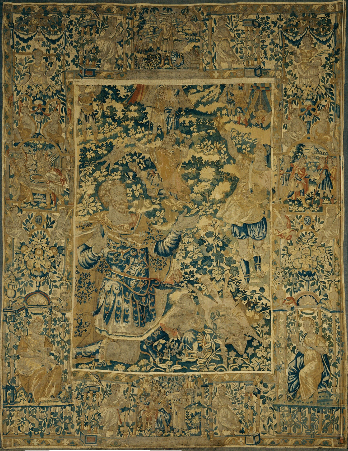 Gideon's Triumph of Abundance: A Luxurious Renaissance Verdure Tapestry Reproduction RE102167