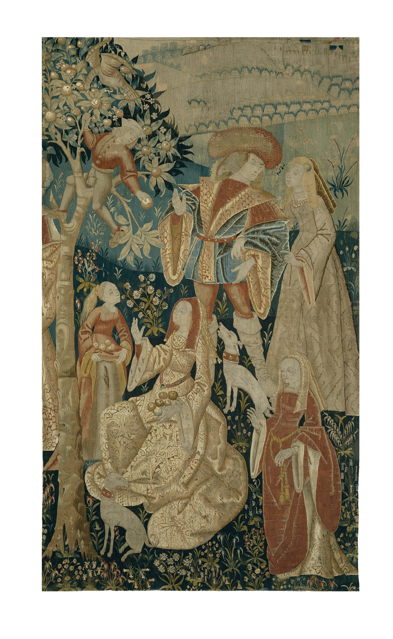 Medieval Romance Courtly Garden Tapestry: A Masterpiece of Noble Love, Lavish Detail, and Timeless Elegance RE289419