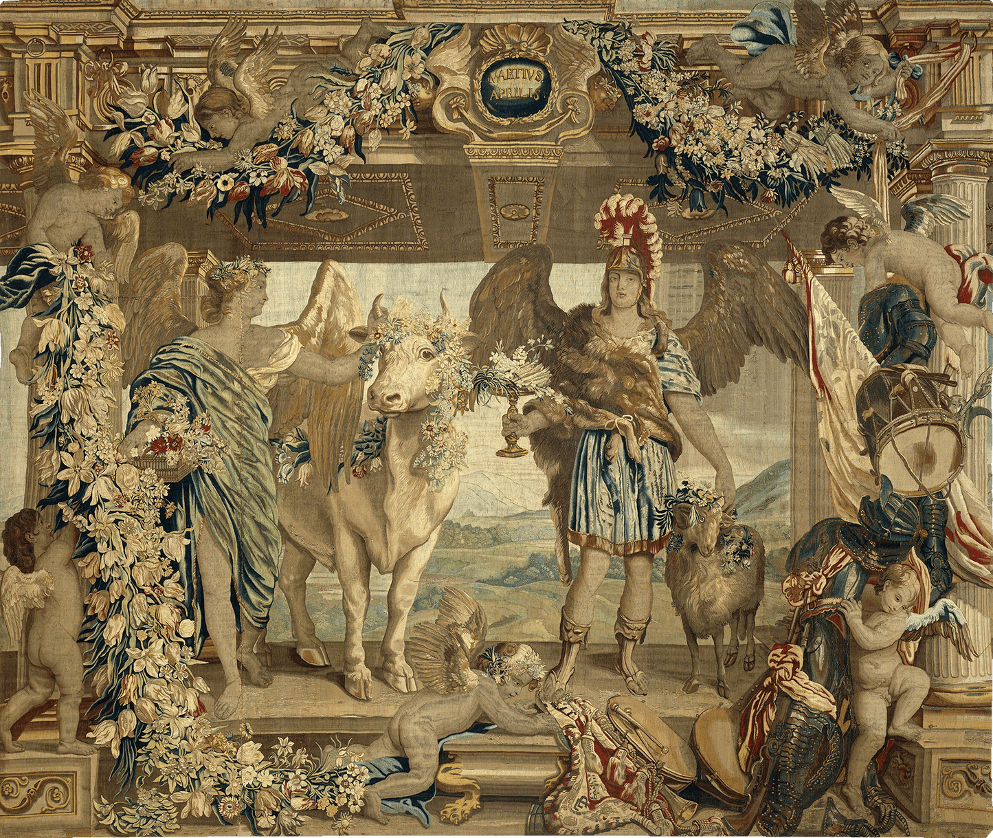 Roman God Mars in Ceremonial Triumph: 17th Century Tapestry from the Flemish Workshop RE359521