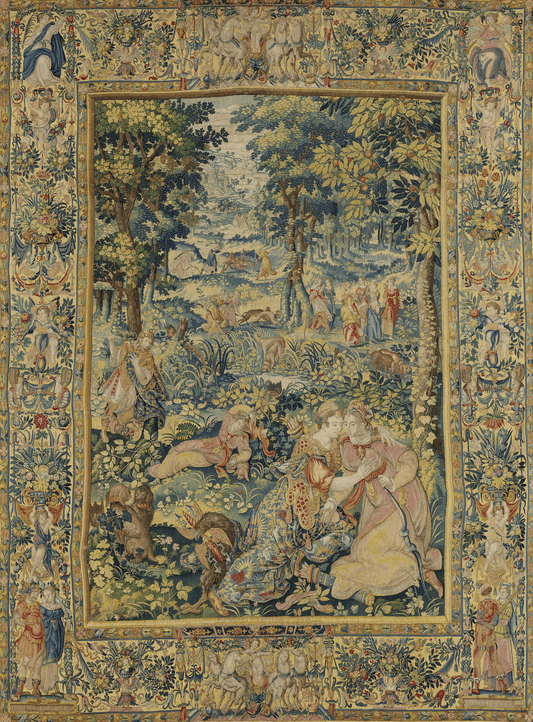 Majestic Verdure: A 17th-Century Woodland Scene Tapestry Reproduction - A Masterpiece of Aristocratic Elegance and Historical Grandeur RE381740