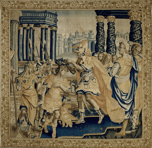 Roman Victory Tapestry: A Magnificent Scene of Triumph and Laurel Crowning RE456062