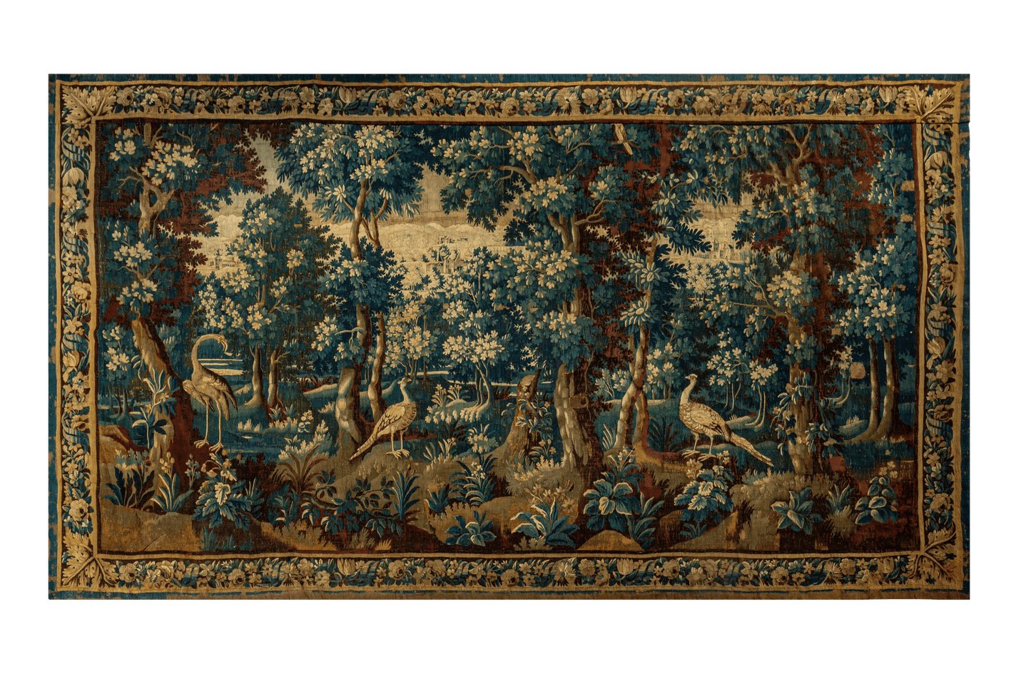 A Panoramic Woodland Scene Regal Royal Verdure Tapestry Reproduction RE551435