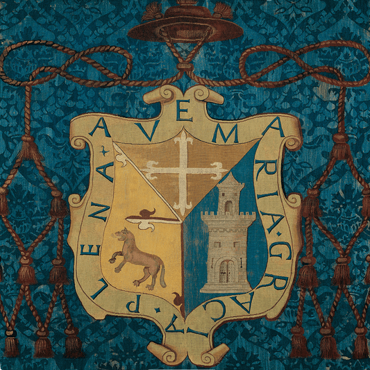 Heraldic Shield Tapestry Reproduction – A Regal Display of Faith, Strength, and Noble Legacy RE644081