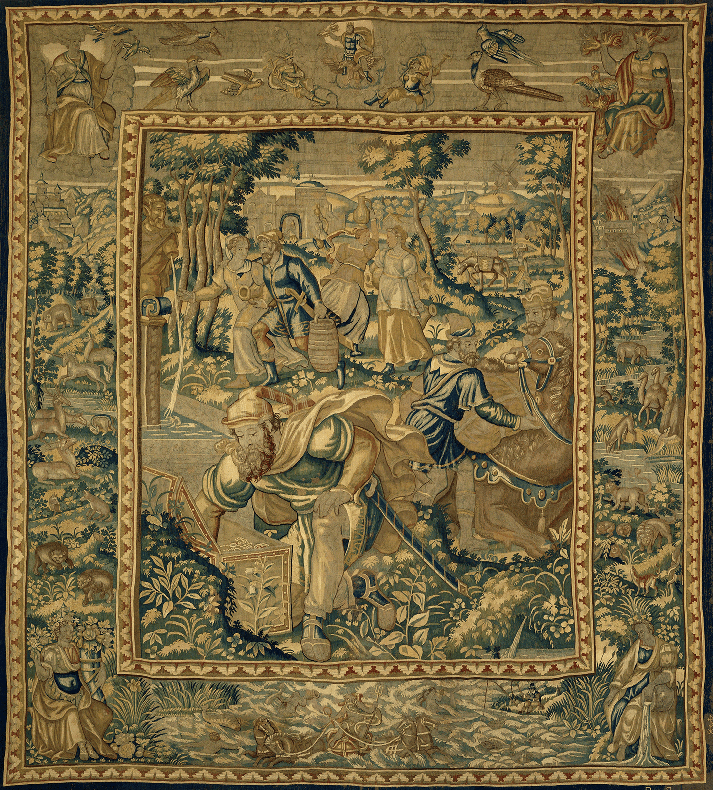 17th Century Flemish Tapestry Depicting a Rural Scene with Mythological Elements RE684582