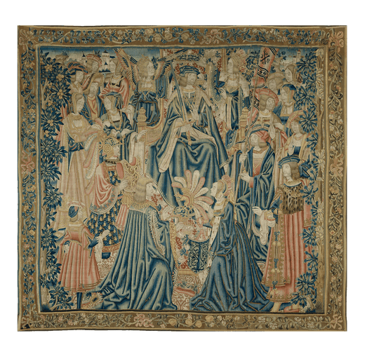 Exquisite Royal Court Ceremony Tapestry: Medieval Grandeur and Allegiance in a Masterpiece of Regal Craftsmanship RE923334