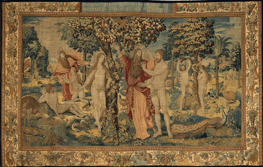 The Garden of Eden: Baroque Biblical Tapestry | Grand Flemish Wall Hanging | Luxurious 16th-Century Religious Art Reproduction | Edenic Masterpiece Decor RE449791