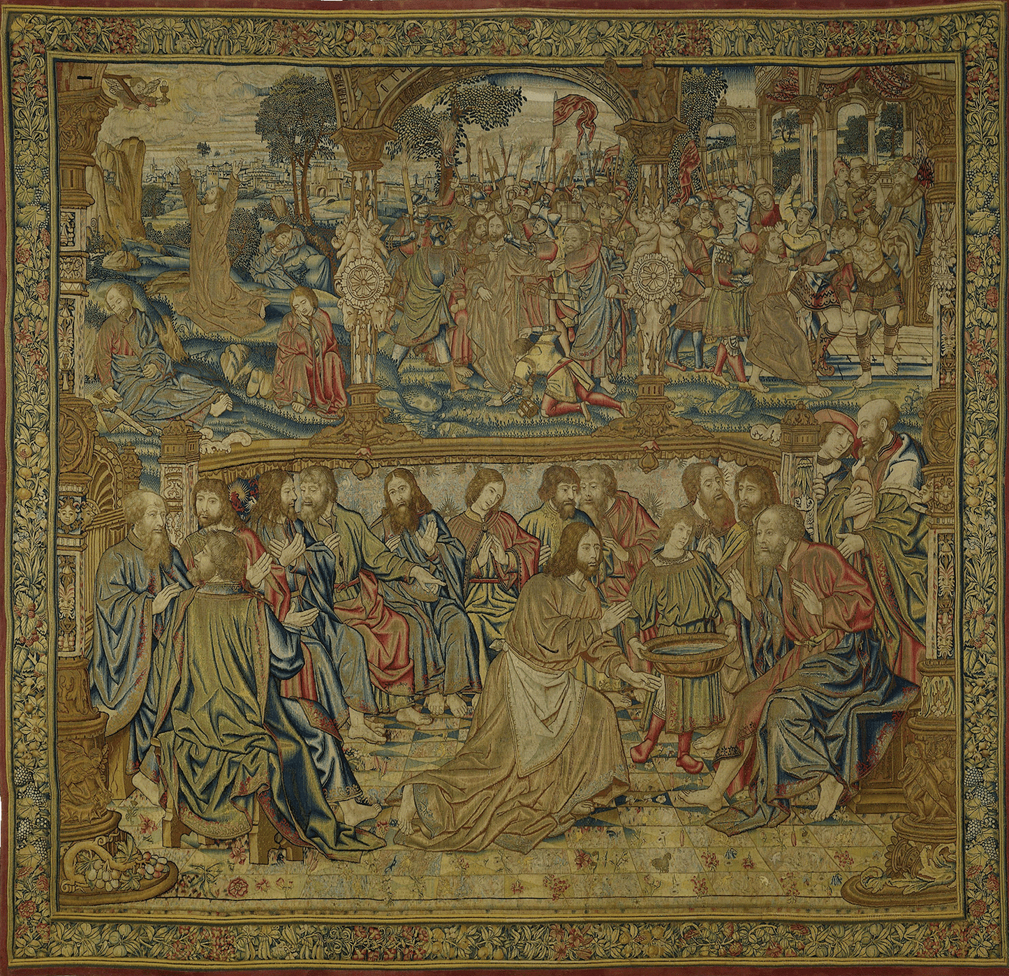 Renaissance Tapestry: The Last Supper and Arrest of Christ – Exquisite Religious Narrative and Masterpiece of Craftsmanship RE171100