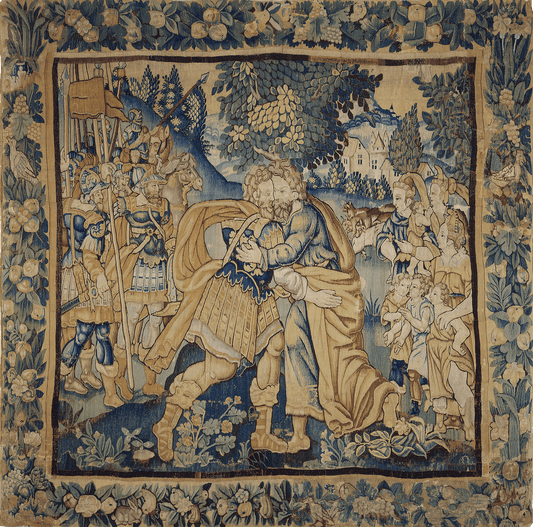 A Reunion of Ages: The Embrace of Forgiveness in Flemish Tapestry RE194491