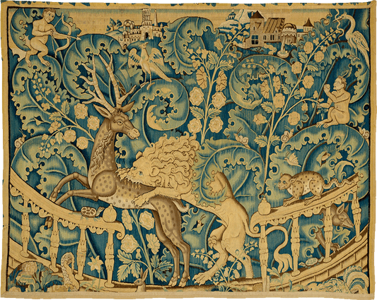 Large Leaf Verdure with Lion and Deer RE009391