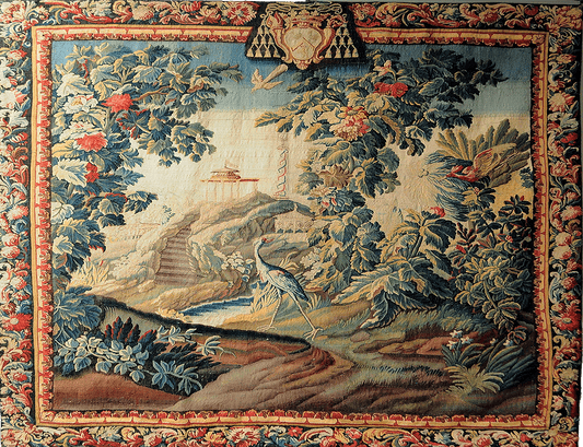 WOW What a Gorgeous Chinoiserie French Verdure Tapestry Reproduction RE104136