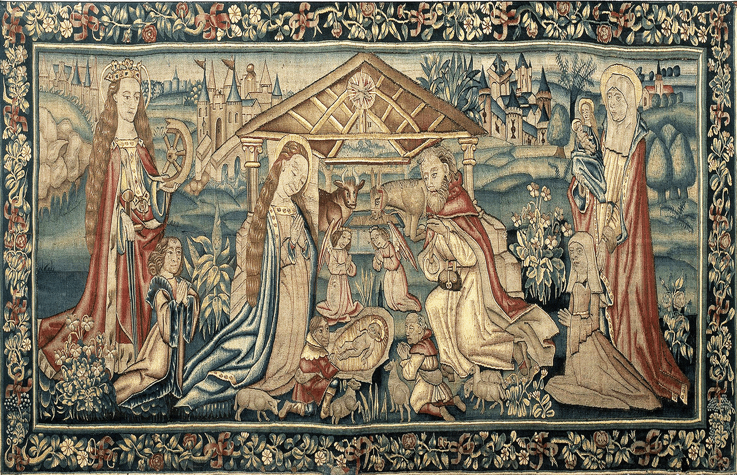 Brilliant Authentic Medieval Tapestry Nativity Scene Reproduction RE912293