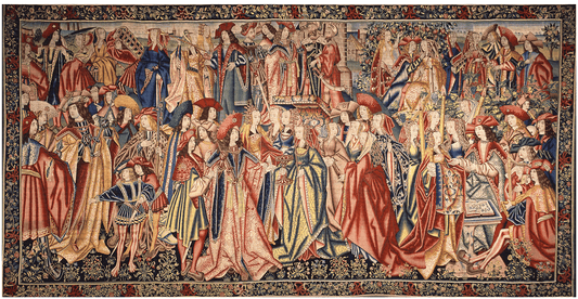 Medieval French Tapestry Royal Wedding Tournai Workshop 1475 Woven Tapestry and Fabric Print Option RE061179