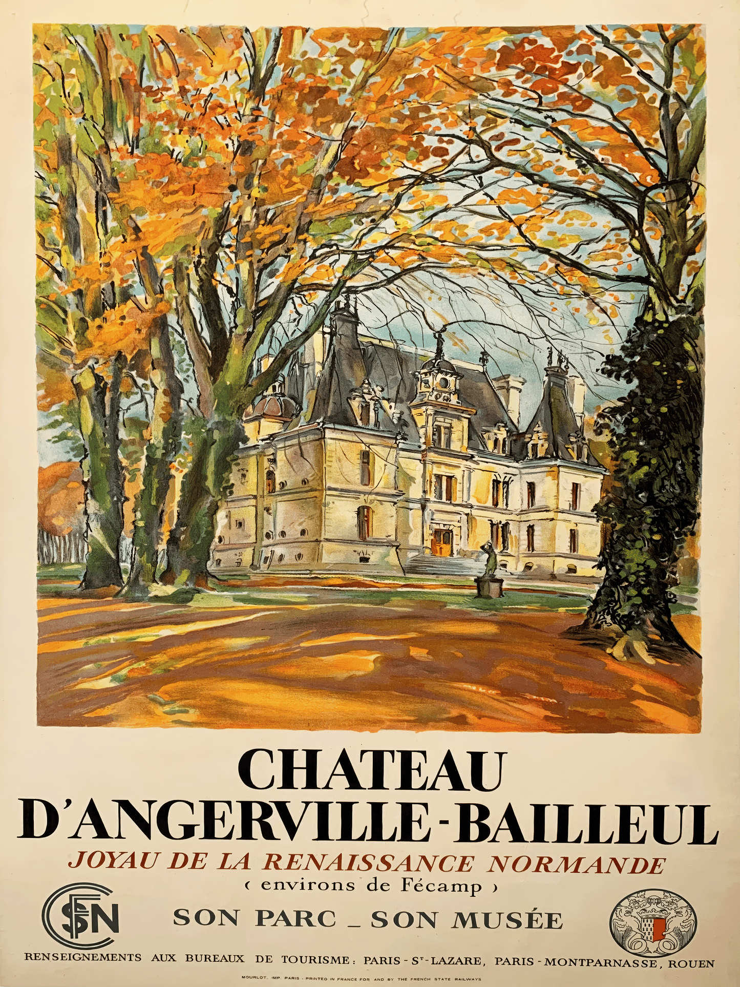 Autumn Chateau D'angerville-Bailleul Vintage Poster Reproduction  RE636504