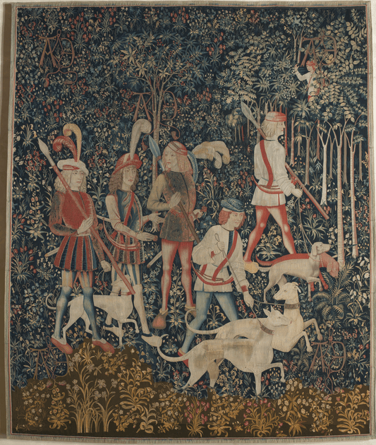 Hunters Gather from the Hunt of Unicorn Tapestries RE641922