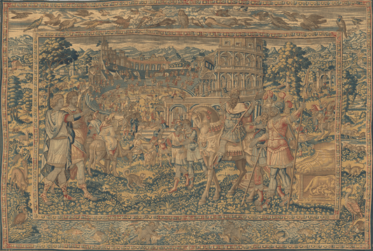 The Gladiatorial Spectacle: A 16th Century Flemish Tapestry of Roman Grandeur RE798626