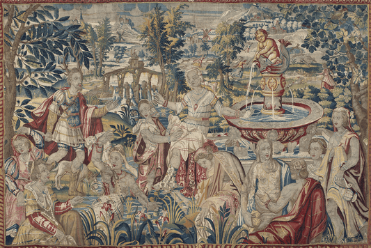 The Enchanted Fountain: A 16th Century Flemish Tapestry of Myth and Mirth RE906071