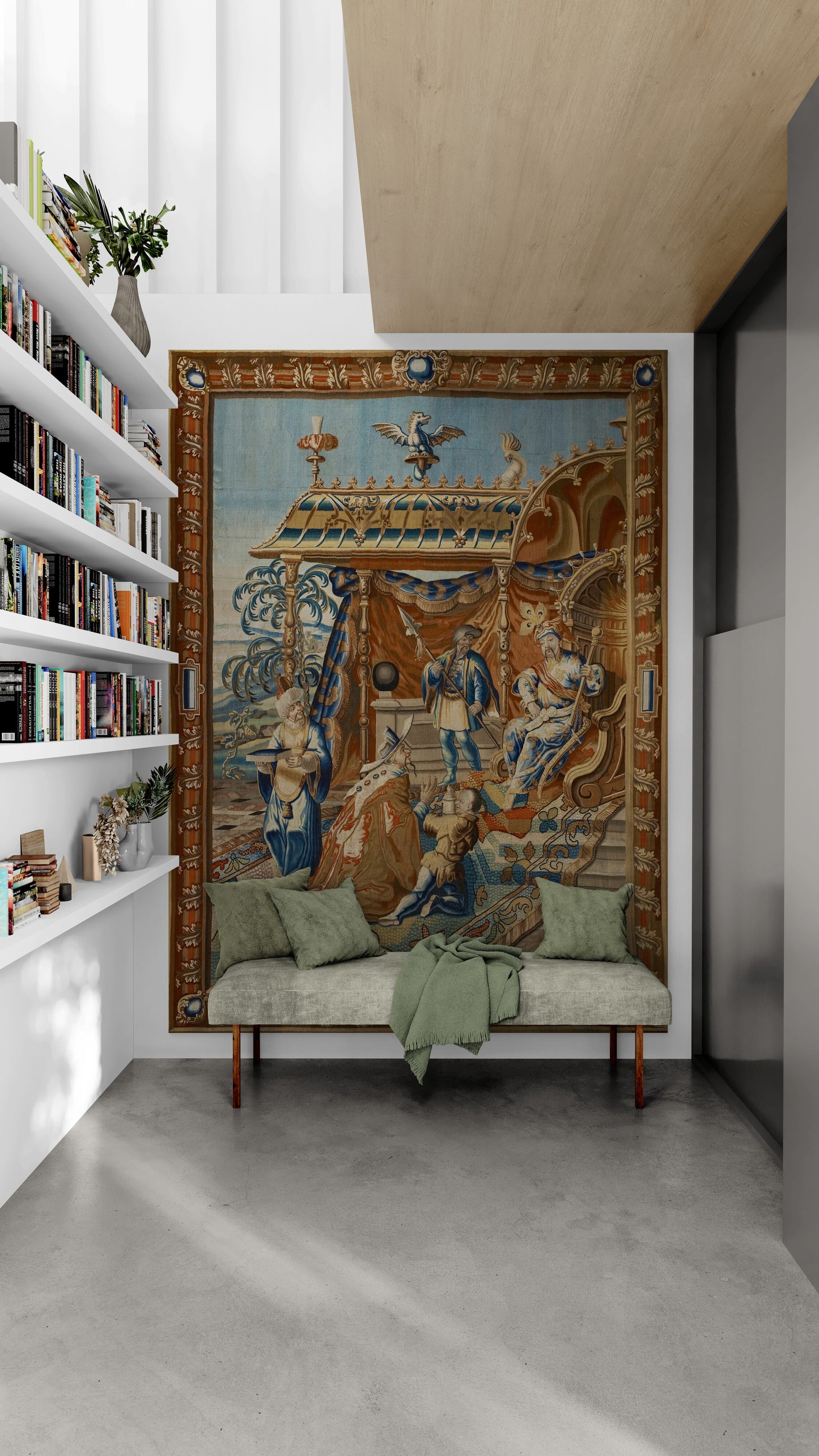 A Journey into Majesty – Own the Enchanting ‘Scholar Before the Grand Mogul’ Tapestry RE819413