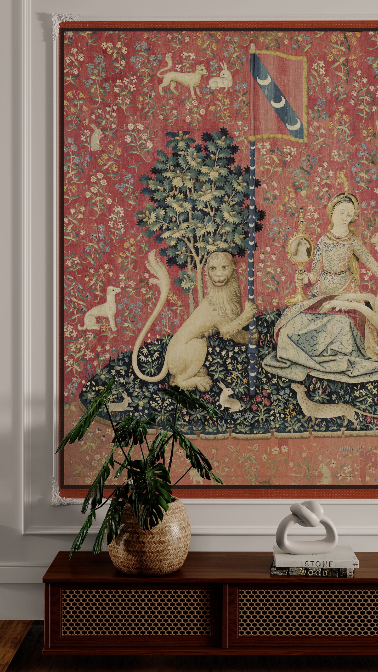 Gorgeous Medieval Tapestry Lady and the Unicorn "Sight" Choice of Woven Tapestry or Fine Fabric Print RE253419