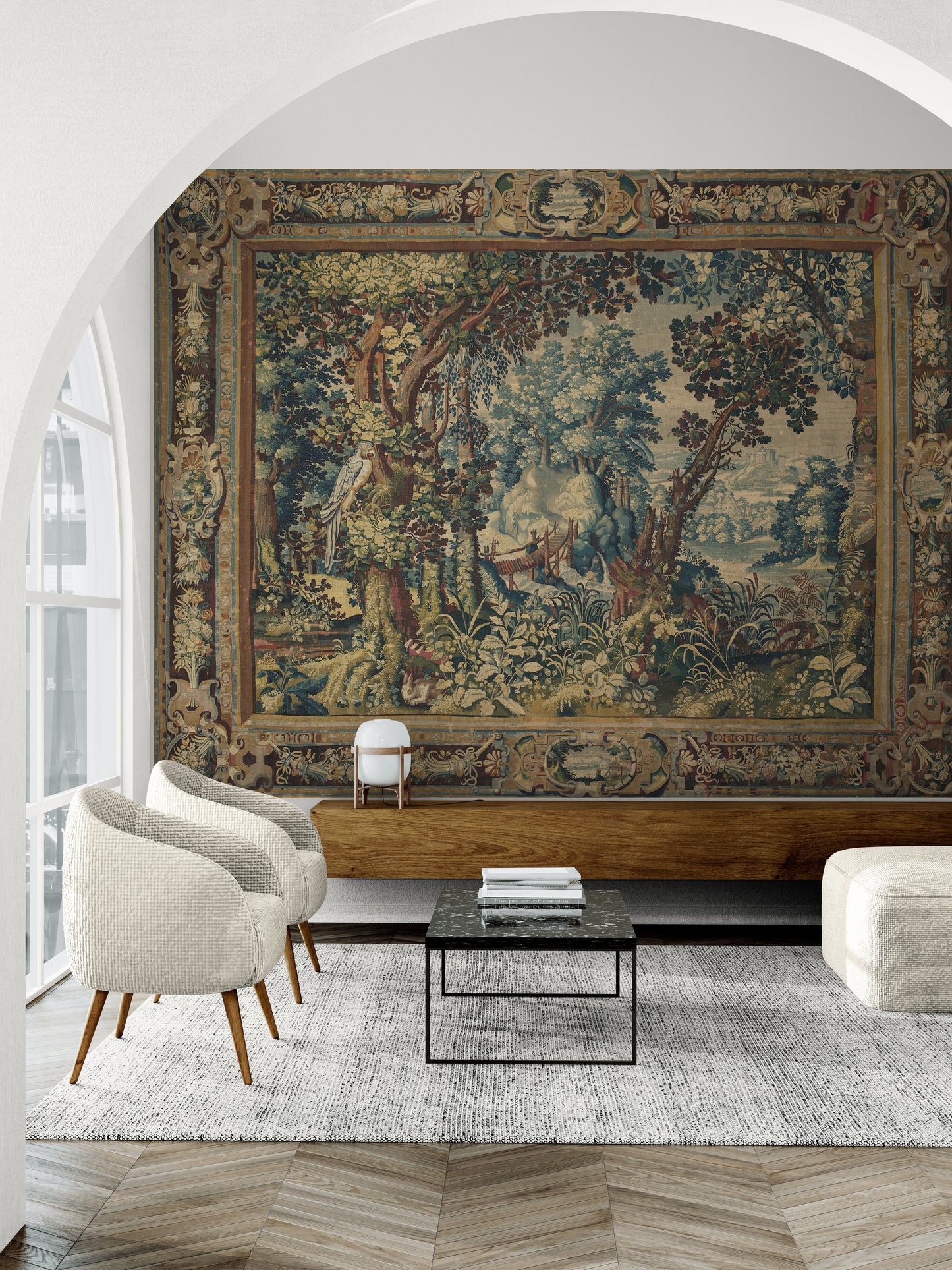 17th-Century Verdure Woodland Tapestry Reproduction – Luxurious Wall Art RE880767